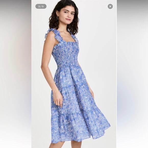 Amanda Uprichard Adelene Midi Dress in Chalet Size S blue white SW - Picture 4 of 15